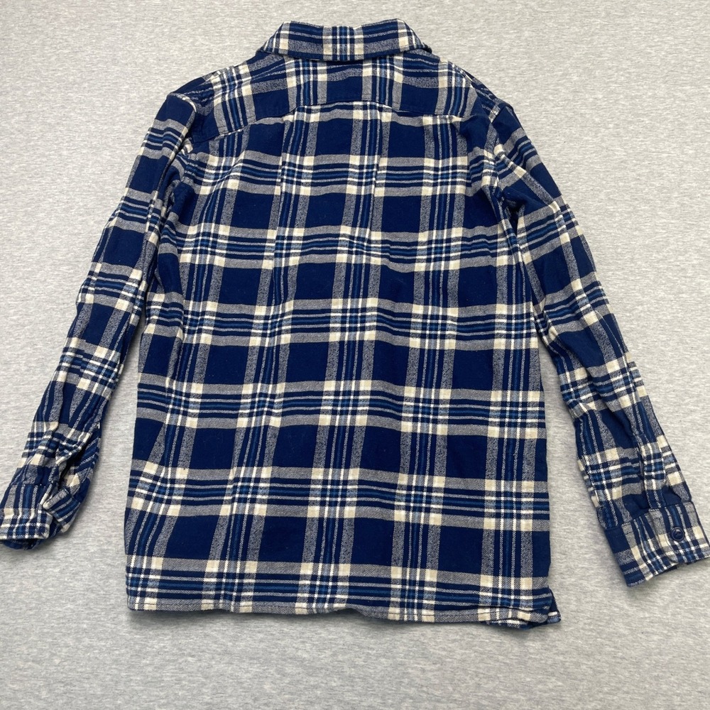 Gap Kids Flannel Shirt Boys L 10 Husky Plaid Blue Tan Button-down EUC Bundle Two - Picture 5 of 9
